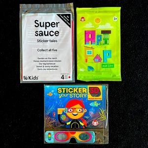 Set of 3 Sticker Books 3D Ocean Depths, Art Pop City Super Sauce Chick-fil-A NEW